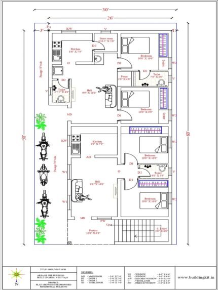 26'0" x 58'0" - Rental - 2BHK