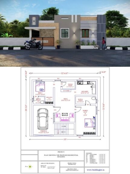 32'6" x 30'3" Sqft (2D+3D)